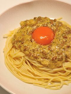 こぼれ梅と納豆の和風パスタ-レシピのメイン写真