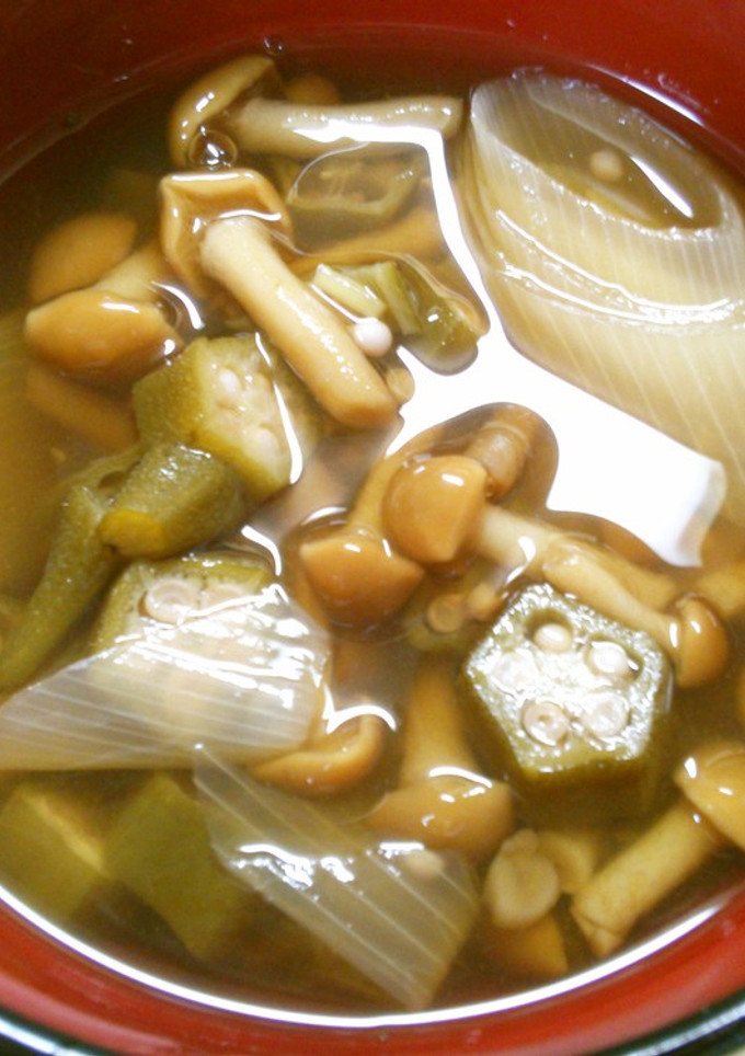 簡単　オクラ　なめこ　長葱の　和風スープ-レシピのメイン写真