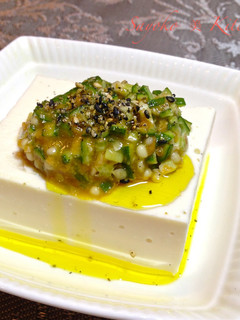 オクラの醤油糀和えのせ豆腐-レシピのメイン写真