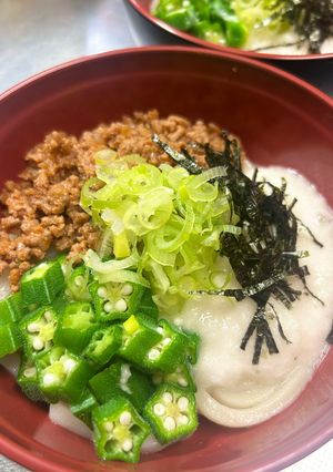 ピリ辛そぼろと長芋オクラのぶっかけ麺。-レシピのメイン写真