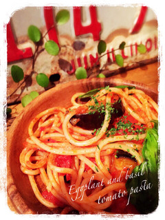 茄子とバジルのトマトパスタ。-レシピのメイン写真