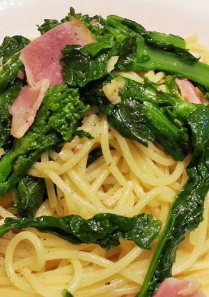 菜の花とベーコンのスパゲッティ-レシピのメイン写真