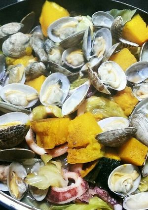 アサリといかと春キャベツの酒蒸し-レシピのメイン写真