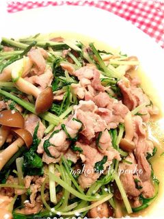 水菜大量消費!豚肉と水菜の塩麹柚子胡椒炒-レシピのメイン写真