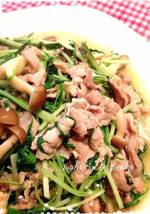 水菜大量消費！豚肉と水菜の塩麹柚子胡椒炒-レシピのメイン写真