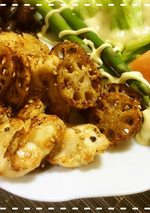 鶏胸肉と蓮根のサクサクこくうま照り焼き-レシピのメイン写真