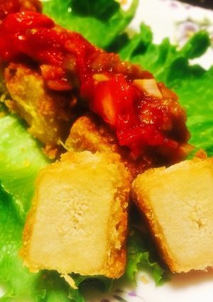 高野豆腐カツのセロリトマトソースがけ-レシピのメイン写真