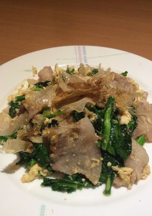 菜の花と豚肉のマヨ玉チャンプル-レシピのメイン写真