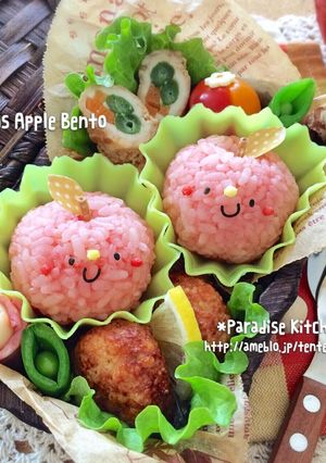キャラ弁＊簡単♪ツインズりんごちゃん弁当-レシピのメイン写真