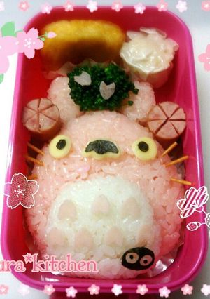 ジブリ❃春のキャラ弁♡桜色トトロ-レシピのメイン写真