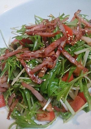 水菜とベーコンのパリパリサラダ♪-レシピのメイン写真