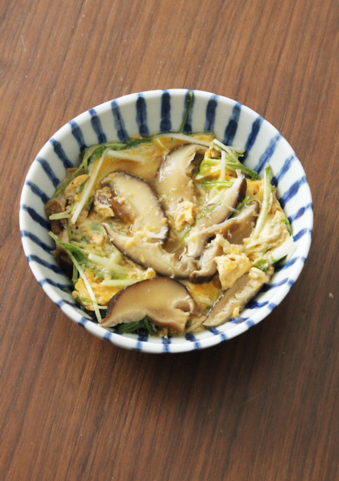 水菜としいたけの卵とじ-レシピのメイン写真