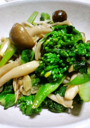 菜の花ときのこのにんにくバルサミコ炒め-レシピのメイン写真