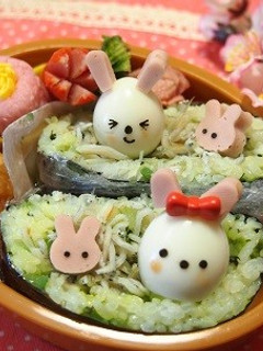 しその実としらすとうずらうさぎのお握らず-レシピのメイン写真