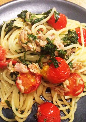 失敗しないパスタ！大葉ツナトマトで。-レシピのメイン写真