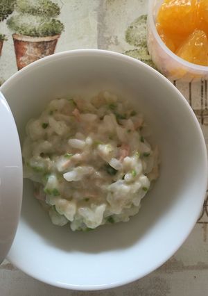 離乳食（後期）　アスパラとツナの豆乳粥-レシピのメイン写真