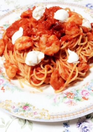海老とモッツァレラのトマトパスタ♛-レシピのメイン写真