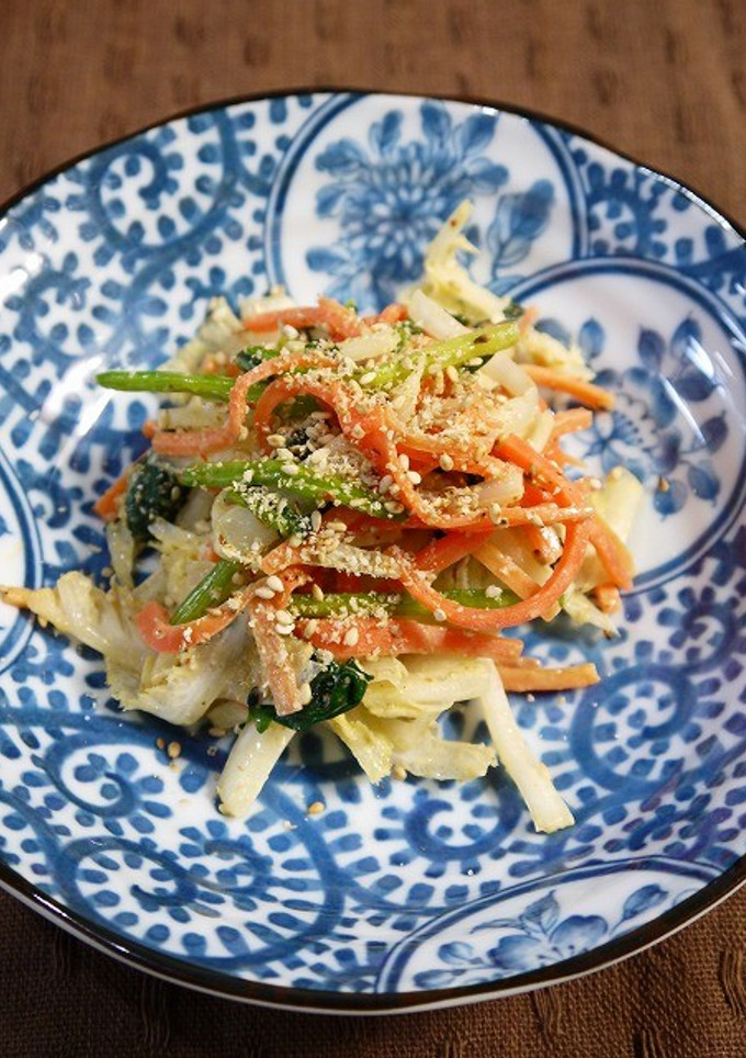 簡単副菜♪白菜ほうれん草の胡麻味噌和え-レシピのメイン写真