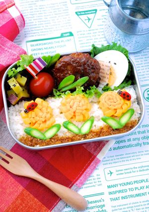 キャラ弁☆デコ弁　簡単！春のお花畑弁当-レシピのメイン写真