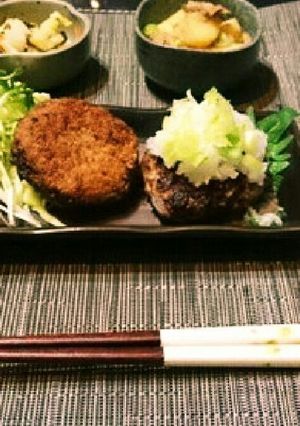 キャベツメンチ＆おろしハンバーグ-レシピのメイン写真