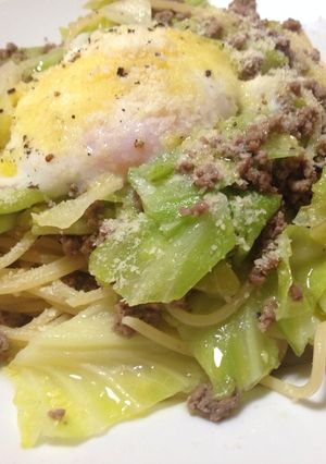にんにくナシの肉キャベツパスタメモ-レシピのメイン写真