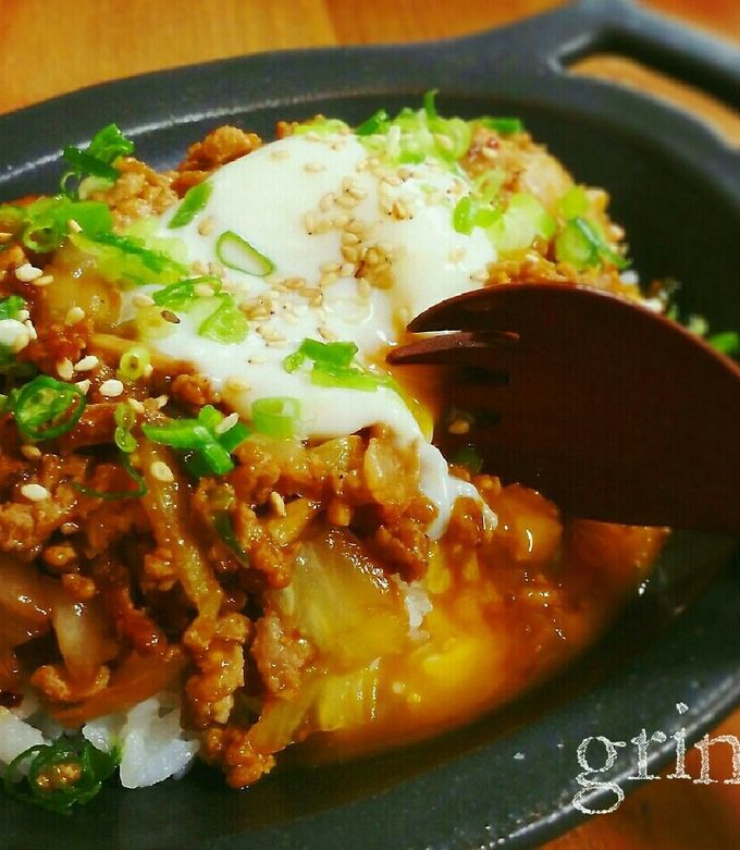簡単がっつりごはん♪挽き肉で豚キムチ丼。-レシピのメイン写真