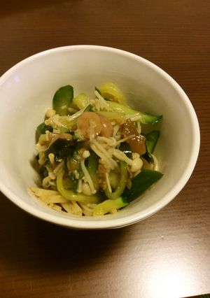 きゅうりとえのきのごま金山寺味噌和え-レシピのメイン写真