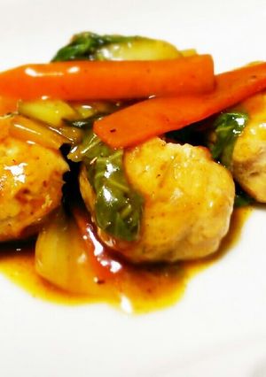 鶏つくね野菜あん絡め-レシピのメイン写真