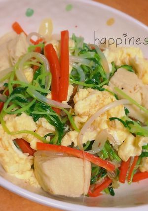 節約!冷凍豆腐と豆苗のヘルシー炒め-レシピのメイン写真