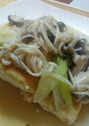 ヘルシー♪豆腐ステーキのきのこあんかけ-レシピのメイン写真