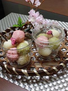 ヘルシー☆豆腐白玉の春団子-レシピのメイン写真