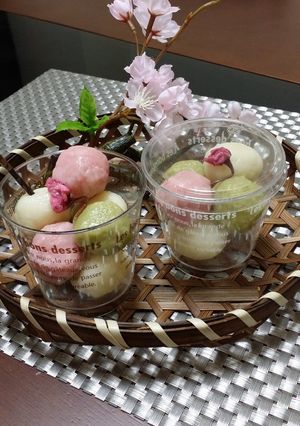 ヘルシー☆豆腐白玉の春団子-レシピのメイン写真