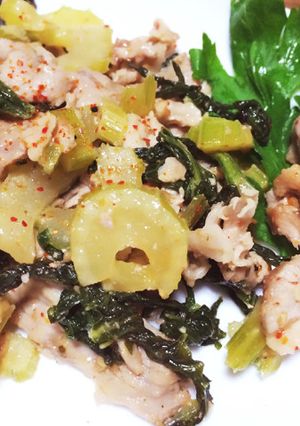 ご飯がすすむ！豚肉とセロリのマヨピリ炒め-レシピのメイン写真