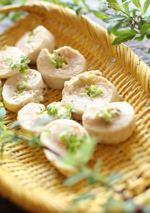 お花見◎鶏ささみのそら豆ロール蒸し-レシピのメイン写真