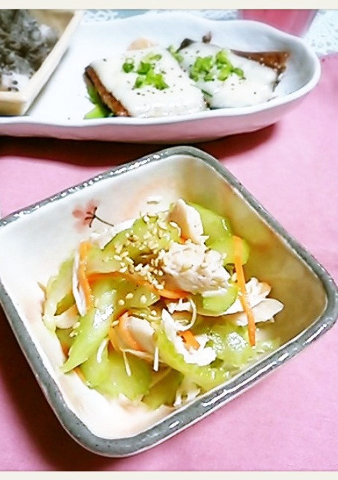 鶏ささみとセロリのわさび酢和え-レシピのメイン写真