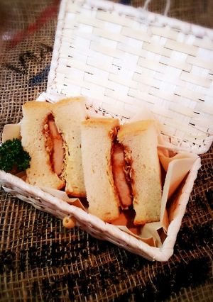 【男前レシピ】ソースカツ丼風サンドイッチ-レシピのメイン写真