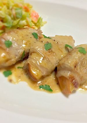 ヘルシーなリンゴの肉巻きマスタードソース-レシピのメイン写真
