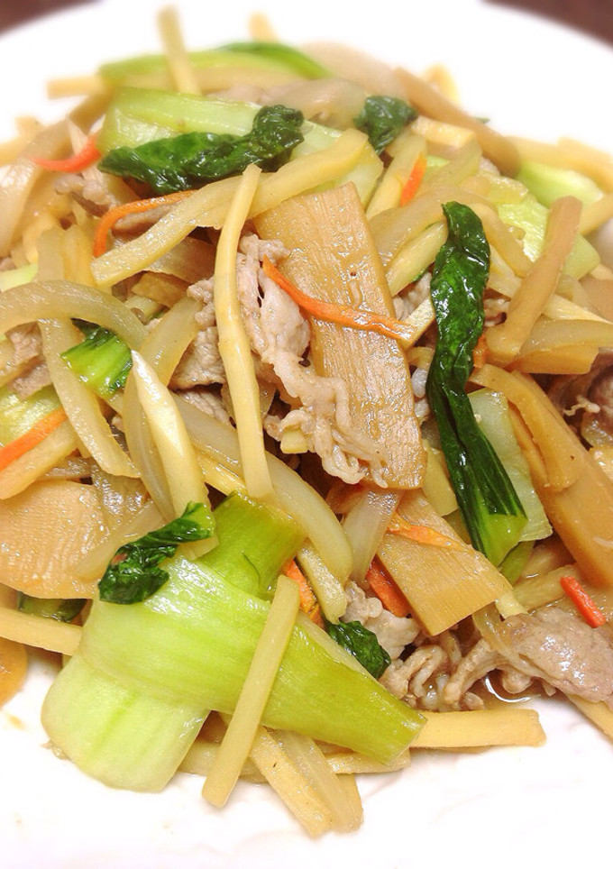 豚肉と青梗菜の中華炒め♪メンマ、筍入り♪-レシピのメイン写真