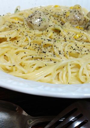 コーンポタージュでパスタ:utilize-レシピのメイン写真
