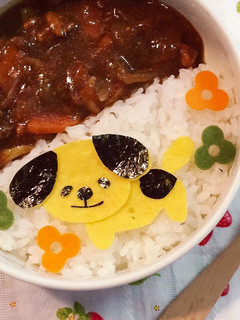 黄色いワンちゃんのハッシュドビーフお弁当-レシピのメイン写真