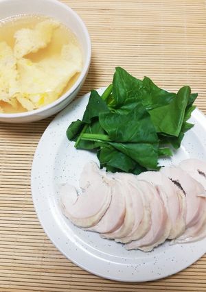 簡単！塩抜きなし鶏ハム＆鶏ハムの卵スープ-レシピのメイン写真