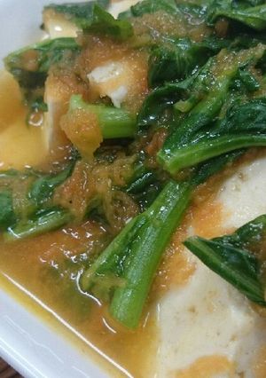 美肌に…♡豆腐と菜ばなのにんじん餡掛け-レシピのメイン写真