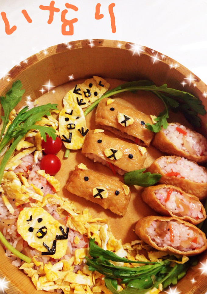 桶で食べちゃうよ☆キャラ稲荷&ちらし寿司-レシピのメイン写真