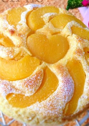 1/6切112kcal♡簡単桃ケーキ♡-レシピのメイン写真
