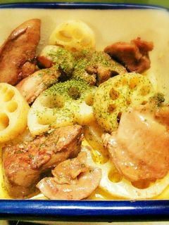 砂肝とレンコンのアヒージョ♪-レシピのメイン写真