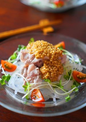玉葱の冷しゃぶサラダ、納豆ドレッシング-レシピのメイン写真
