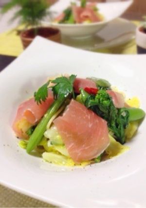 春野菜たっぷりパスタ♡生ハム添えて〜-レシピのメイン写真