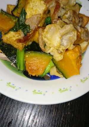 チンゲン菜と南瓜と豚肉のオイスター炒め☆-レシピのメイン写真