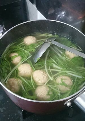 水菜と肉団子の簡単スープ-レシピのメイン写真