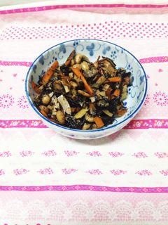 フライパンで大豆とひじきの煮物-レシピのメイン写真